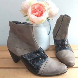 Un Tour En Ville boots size 7 tan leather Heeled ankle 3" heels